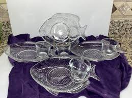 Clear Glass Fish Appetizer Snack Plates