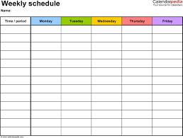 Printable Schedule Chart Blank Table Chart Free Schedule