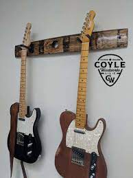 whiskey barrel stave two guitar wall