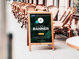 free outdoor stand banner mockup psd