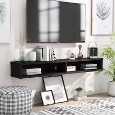 Cappuccino Wood Floating Tv Stand