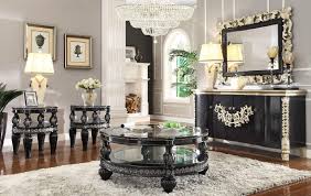 black enamel silver coffee table set