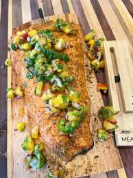 traeger grilled salmon and peach