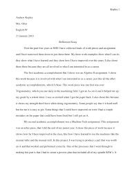 Example of a good formatting Reflective Essay New