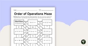 Order Of Operations Math Maze Teach