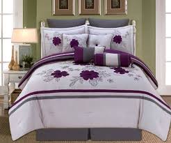 Purple Poppy And Grey Bedding Set Via