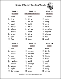 The vocabulary words in these lists will appear in the spelling tests of spellquiz. Grade 2 Spelling Words With Themed Spelling Lists