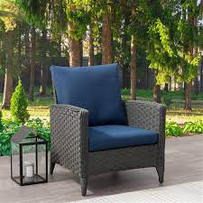 Corliving Wicker Patio Chair Charcoal