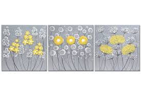 Wall Art Flower Triptych Painting In