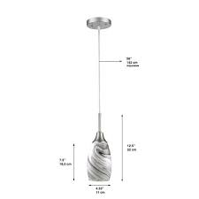 Beldi Peak Collection 1 Light Grey Glass And Nickel Pendant 1933 H Grey The Home Depot