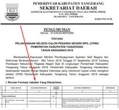 Pengganti calon pegawai negeri sipil badan pengawas pemiluhan umum formasi tahun 2019 yang mengundurkan diri. Lulus Administrasi Cpns Kab Tangerang 2019 2020 Archives Informasi Cpns