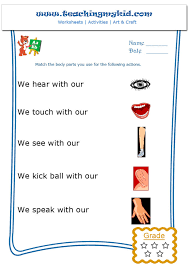 Introduce the topic with rhymes and songs like head, shoulders, knees and toes or if you're happy, and you know it or games like simon says. Kindergarten Learning Match The Body Parts Worksheet Following English Worksheets Use For Match The Following English Worksheets English Worksheets Can A Negative Number Be An Integer Holiday Numbers Printable Math 3 Games