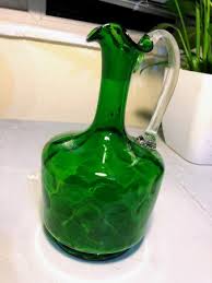 great vintage green glass jug