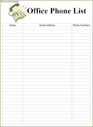 Excel Phone Company Employee List Template Telephone Number