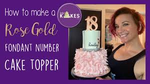 rose gold fondant number cake topper