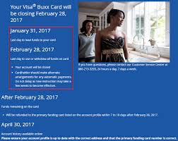 Learn more about visa buxx card. Nationwide Visa Buxx Card Program Shutting Down February 28 Last Day To Load Is January 31