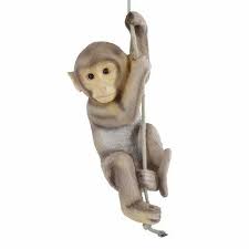 Brown Resin Monkey On Rope Statue For