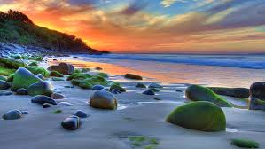 Hd Wallpaper Sunset Ocean Sandy Beach