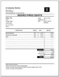 Hourly Price Quotation Template For Excel Excel Templates