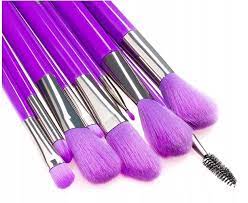 neon purple makeup brush set