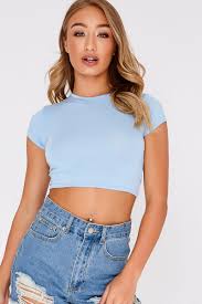 Basic Baby Blue Crop Top In The Style Usa