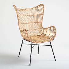The back, seats and sides of the chair are cane allowing for transparency when viewing from the b. Natural Rattan Willis Wingback Chair World Market Wicker Chair Rattan Chair Leather Chair