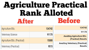 agri practical rank alloted re check