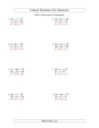 Systems Of Two Equations Worksheets