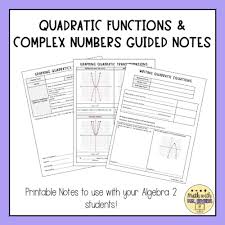 Quadratic Functions Complex Numbers