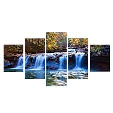 5 Pcs Set Unframed Waterfall Wall Art