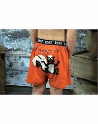 Details About Lazy One Mens Knit Boxer Shorts Orange It Wasnt Me Skunk Choose Size