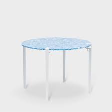 Round Dining Table Marbled Blue Top