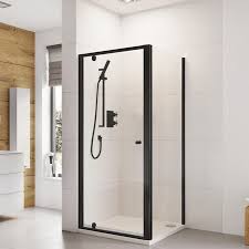 Black Frame 800mm Pivot Shower Door