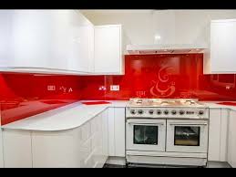 Red Glass Kitchen Splashback And White