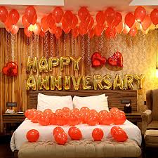Make a baner and then buy some balloons and then bake a cak. Room Decoration Services For Birthday Anniversary Ferns N Petals