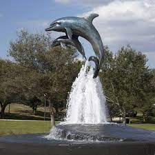 Dolphin Water Fountain Outdoor Decor At