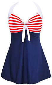 Danify Vintage Sailor Pin Up Swimsuit One Piece Skirtini