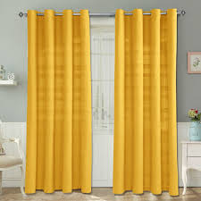 cotton rajput ribbed yellow curtain pair