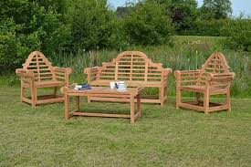 Lutyens Teak Garden Bench Set Sloane