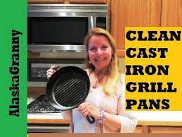 how to clean cast iron grill pan with