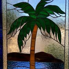 Island Palm Tree Leaded Stained Glass