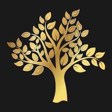 Vector Tree With Leaves Gold Icon
