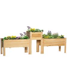 outsunny raised garden bed set of 3