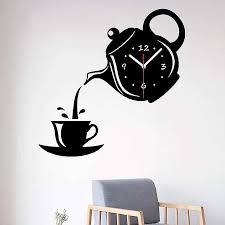 Creative Teapot Kettle Wall Clock 3d