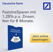 Nicht jede bank bietet ihr festgeldkonto als gemeinschaftskonto an. Deutsche Bank Festzinssparen Jetzt Mit 1 25 Bei Der 6 Monatigen Laufzeit Tagesgeld News De