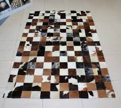 cowhide patchwork rug square tile