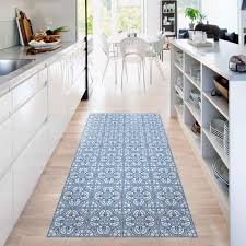 vinyl floor mat tile pattern faro blue