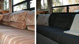 Jack knife sofas are pretty standard fare when it comes to quality, comfortable rv furniture. Rv Renovation Jackknife Couch Before After Rv Furniture Rv Sofas Rv Renovations