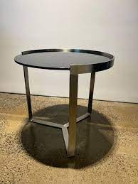 Black And Silver Glass Sidetable