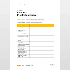 Projektstatusbericht vorlage excel / projektmanagement und excel: Inhalte Im Projektstatusbericht Vorlage Business Wissen De